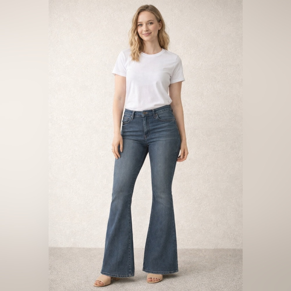 Kendall & Kylie Kouture Mid Rise Flare Leg Blue Jeans Women's 9/10 Kardashian